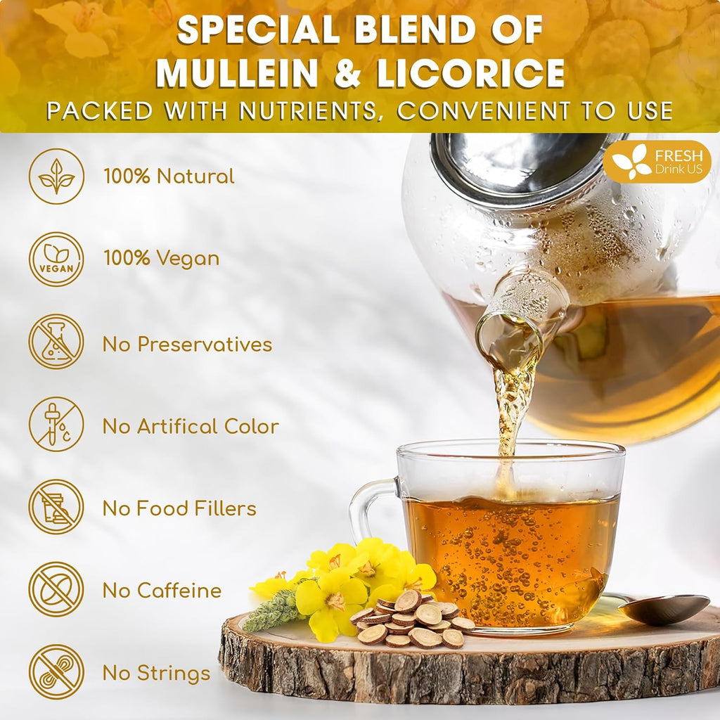 Premium Mullein Licorice Tea Bags. 100% Natural, Blend of Mullein Leaves, and Licorice Root. | Tea | Wiccan Center