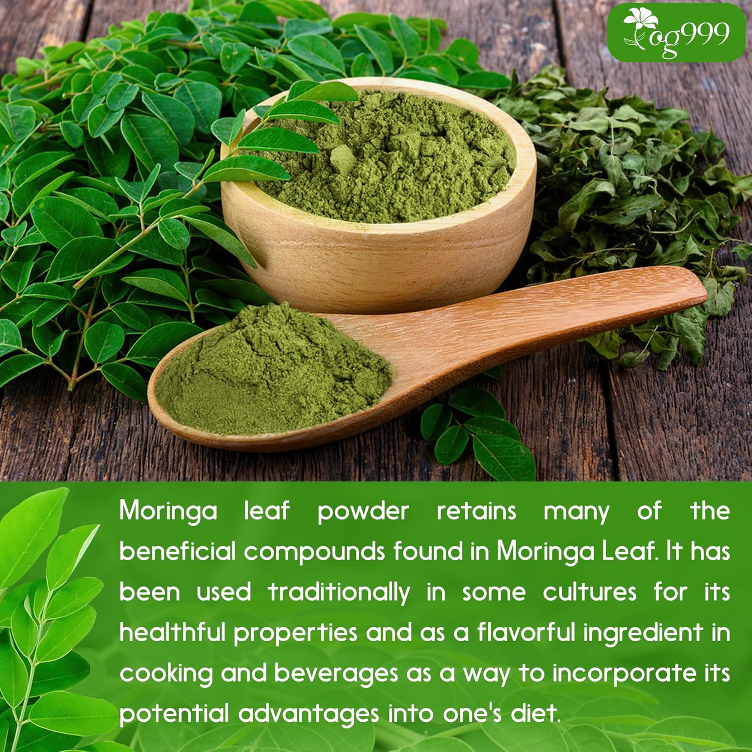 Premium Moringa Leaf Powder, 100% Natural and Pure from Moringa Leaves, No Additives, No Gluten, No Sugar, Vegan | Tea | Wiccan Center