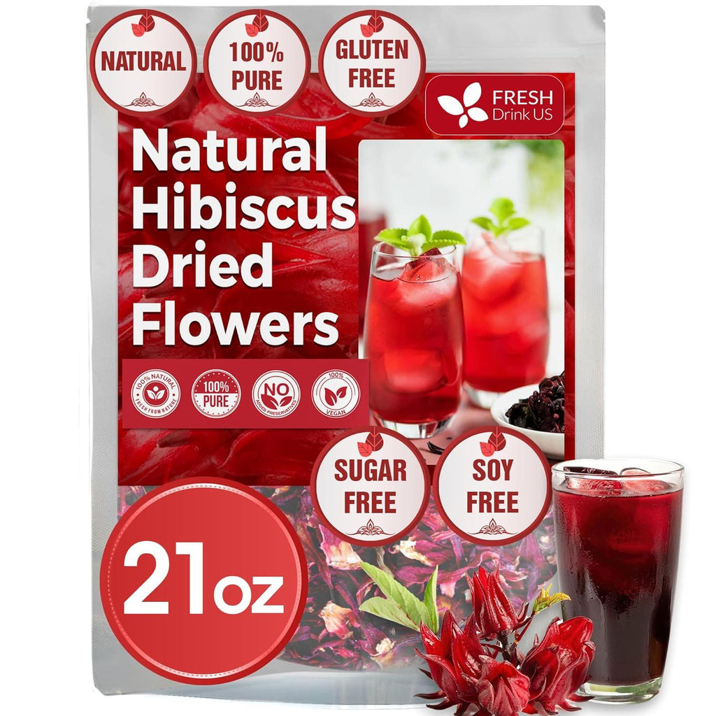 Hibiscus Dried Flowers, Tea Bags, 100% Natural, Pure from Hibiscus Flowers. Loose Flower Hibiscus Herbal Tea. Hibiscus Flower Tea. No Sugar, No Caffeine, No Gluten, Vegan. | Tea | Wiccan Center