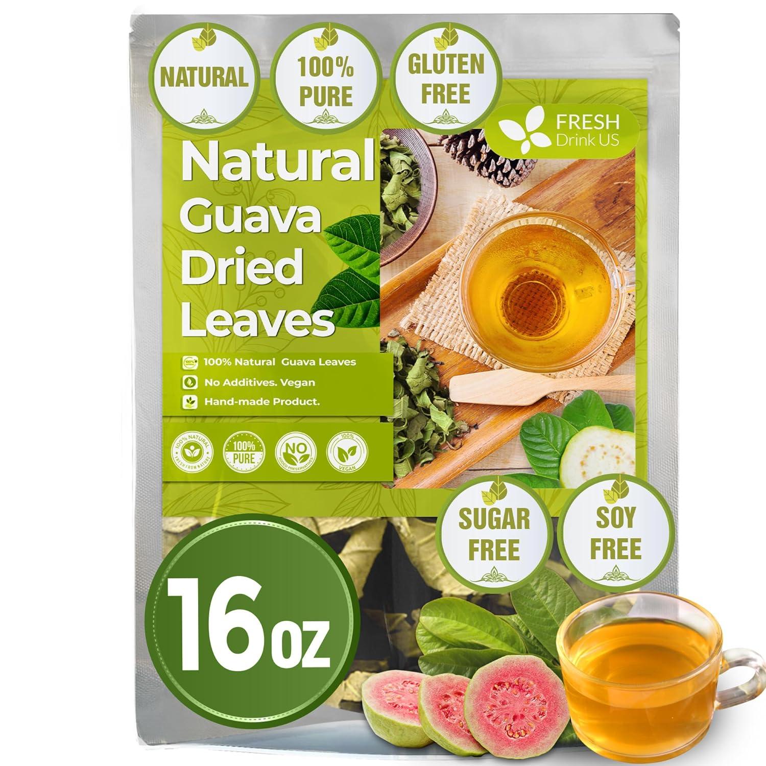 Natural Guava Leaves, Whole Dried Leaves, Cut-and-Sifted Guava leaves, 100% Pure from Guava Leaves, Natural Guava Loose Leaf Herbal Tea, No Additives, No Caffeine, Vegan | Tea | Wiccan Center