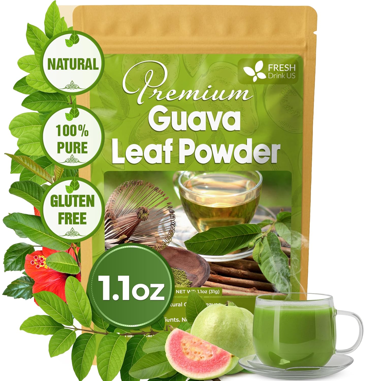 Natural Guava Leaves, Whole Dried Leaves, Cut-and-Sifted Guava leaves, 100% Pure from Guava Leaves, Natural Guava Loose Leaf Herbal Tea, No Additives, No Caffeine, Vegan | Tea | Wiccan Center