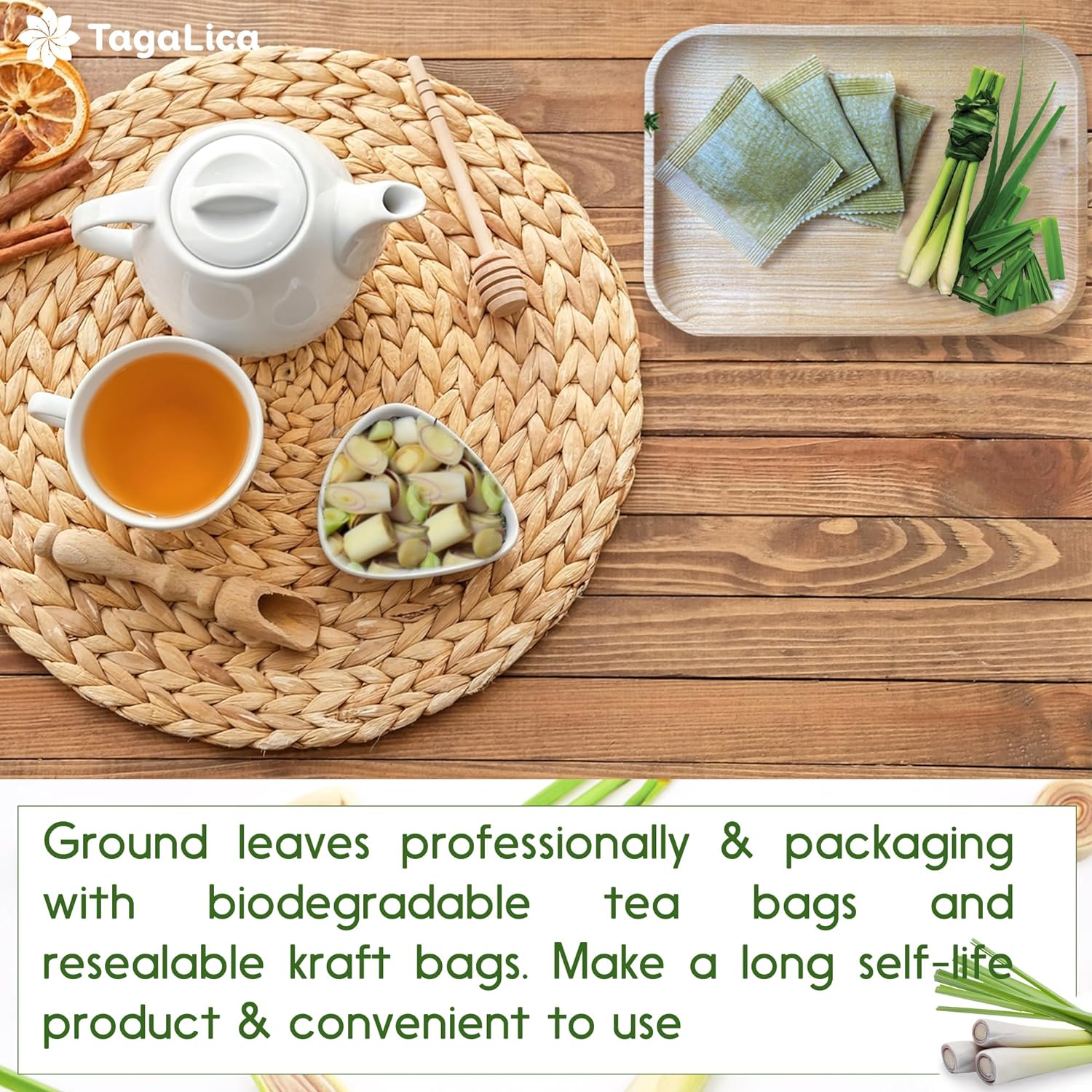 Lemongrass Tea Bags, 100% Natural & Pure Lemongrass leaves, Eco-Conscious Tea Bags, Lemongrass Herbal Tea. Lemongrass Leaf Tea. No Sugar, No Caffeine, No Gluten, Vegan. | Tea | Wiccan Center