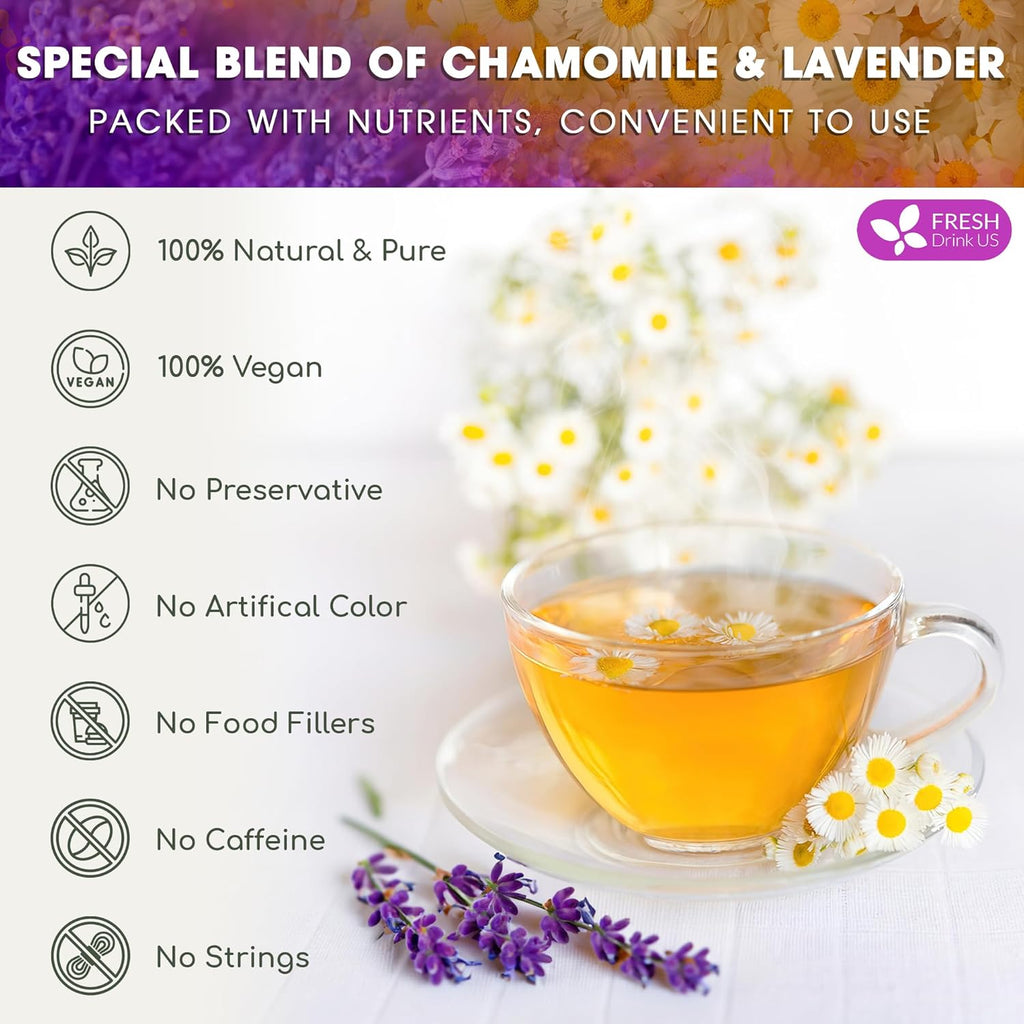 Premium Chamomile Lavender Tea Bags, Eco-conscious Tea Bags. No Sugar, No Caffeine, No Gluten, Vegan. | Tea | Wiccan Center