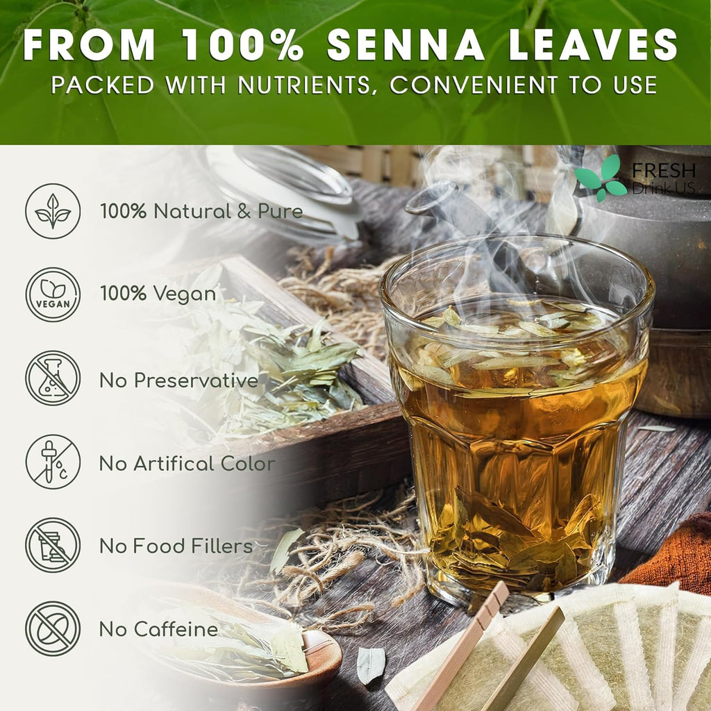 Premium Senna Leaf Tea Bags, 100% Natural & Pure from Senna Leaves. Loose Leaf Senna Herbal Tea, Made with Natural Material Tea Bags, Senna Leaf Tea. No Sugar, No Caffeine, No Gluten, Vegan. | Tea | Wiccan Center