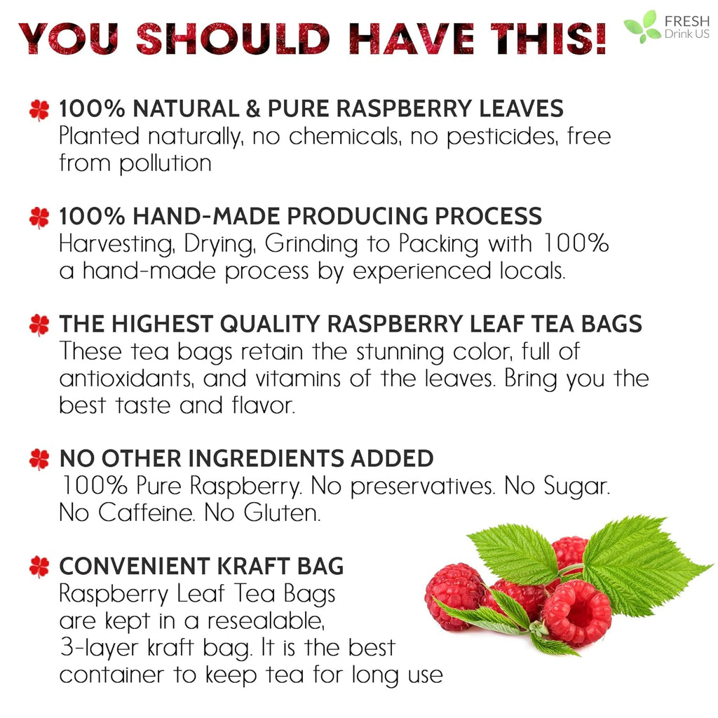 Raspberry Leaf Tea Bags, 100% Natural & Pure from Raspberry Leaves. Loose Leaf Raspberry Herbal Tea, Made with Natural Material Tea Bags, Raspberry Leaf Tea. No Sugar, No Caffeine, No Gluten, Vegan. | Tea | Wiccan Center