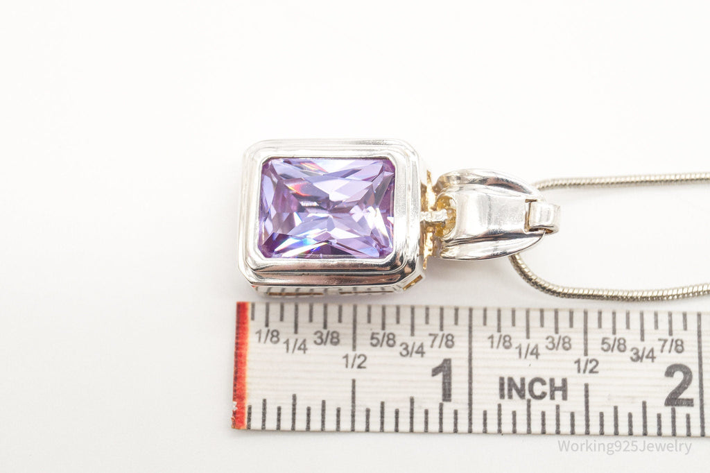 Vintage Large Purple Cubic Zirconia Sterling Silver Necklace | Jewelry > Necklaces > Pendants | Wiccan Center