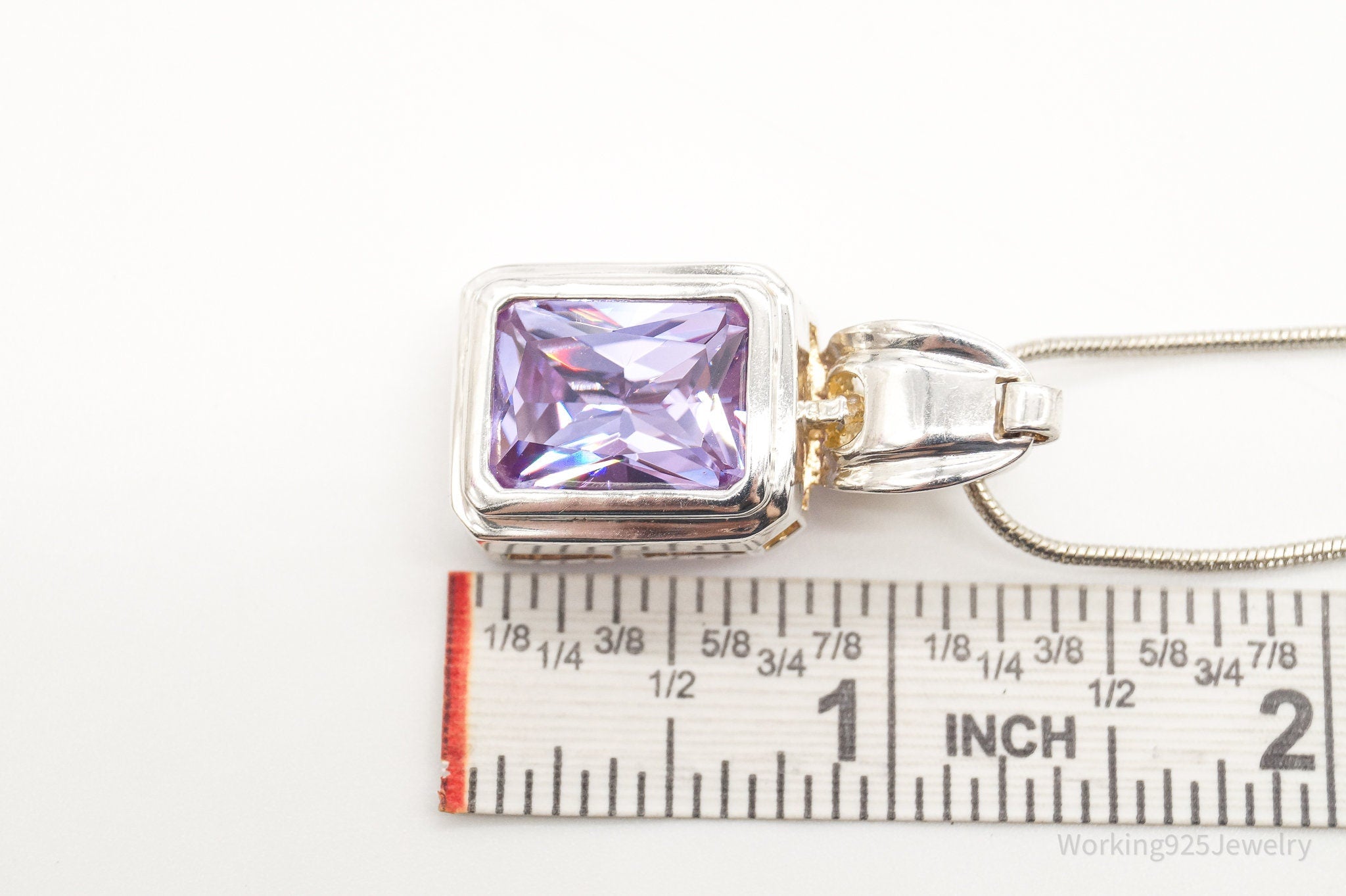 Vintage Large Purple Cubic Zirconia Sterling Silver Necklace | Jewelry > Necklaces > Pendants | Wiccan Center