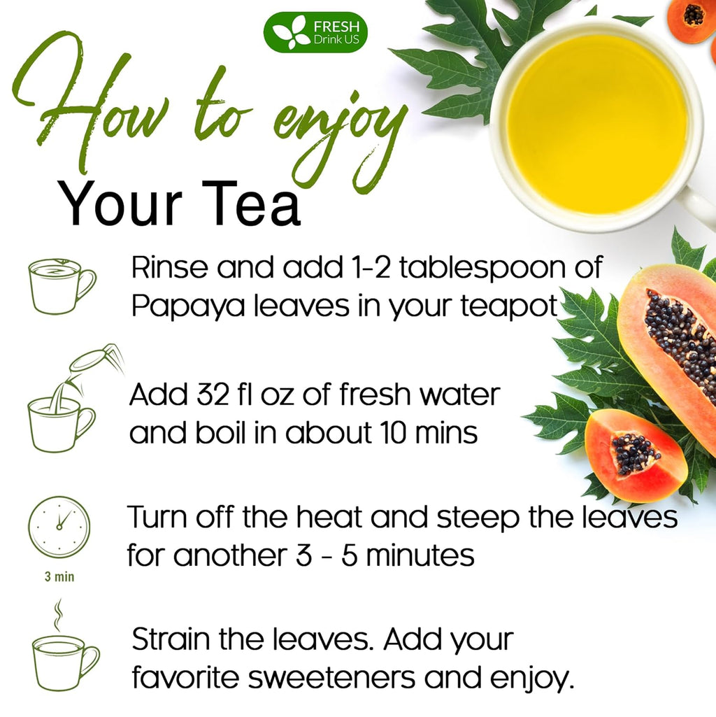 Premium Papaya Dried Leaves, Papaya Loose Leaf Herbal Tea, No Additives, No Caffeine, Vegan | Tea | Wiccan Center
