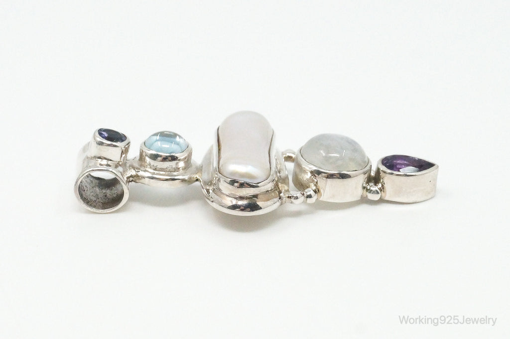Large SJ Amethyst Blue Topaz Moonstone Iolite Sterling Silver Pendant | Jewelry > Necklaces > Pendants | Wiccan Center
