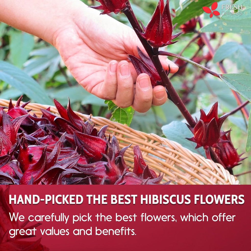 Hibiscus Dried Flowers, Tea Bags, 100% Natural, Pure from Hibiscus Flowers. Loose Flower Hibiscus Herbal Tea. Hibiscus Flower Tea. No Sugar, No Caffeine, No Gluten, Vegan. | Tea | Wiccan Center