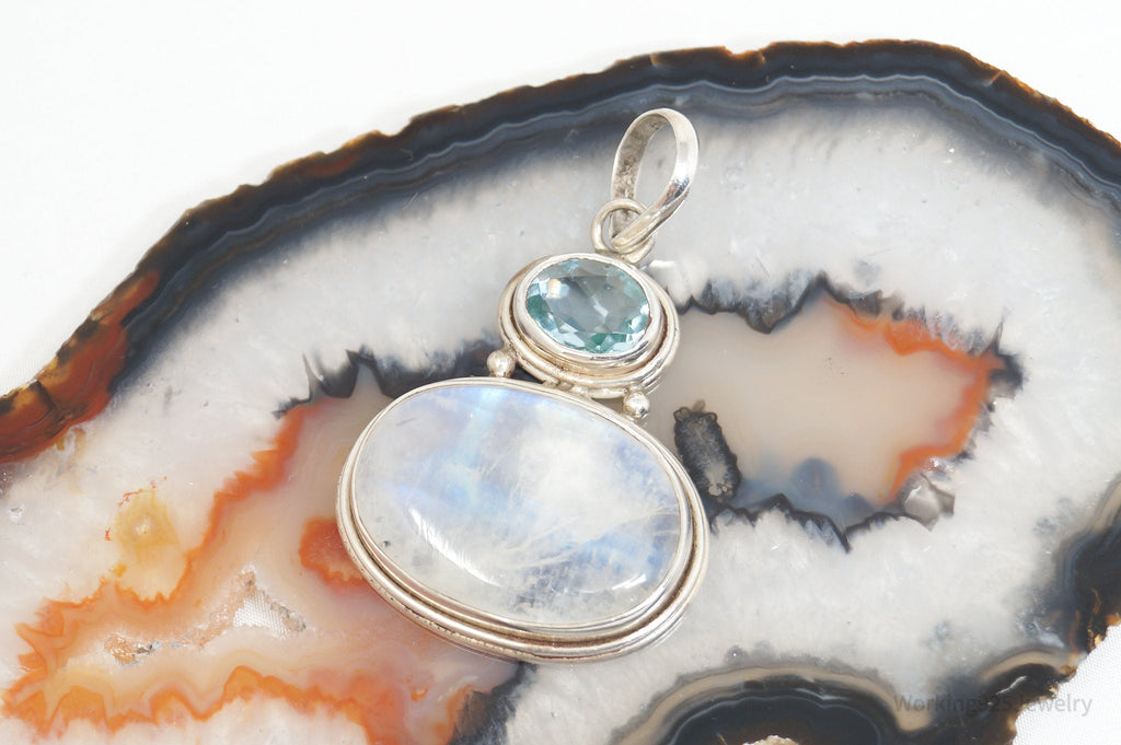 Vintage Blue Topaz Moonstone Sterling Silver Necklace Pendant | Jewelry > Necklaces > Pendants | Wiccan Center