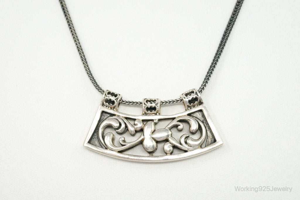 Vintage Silpada Retired Floral Curved Bar Slide Sterling Silver Necklace | Jewelry > Necklaces > Pendants | Wiccan Center