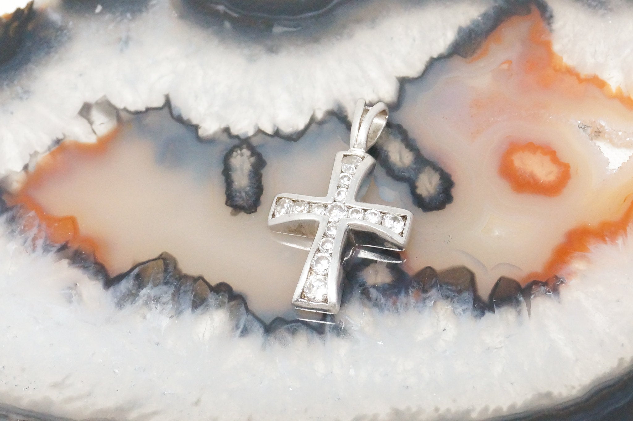 Vintage Cubic Zirconia Cross Sterling Silver Necklace Pendant | Jewelry > Necklaces > Pendants | Wiccan Center