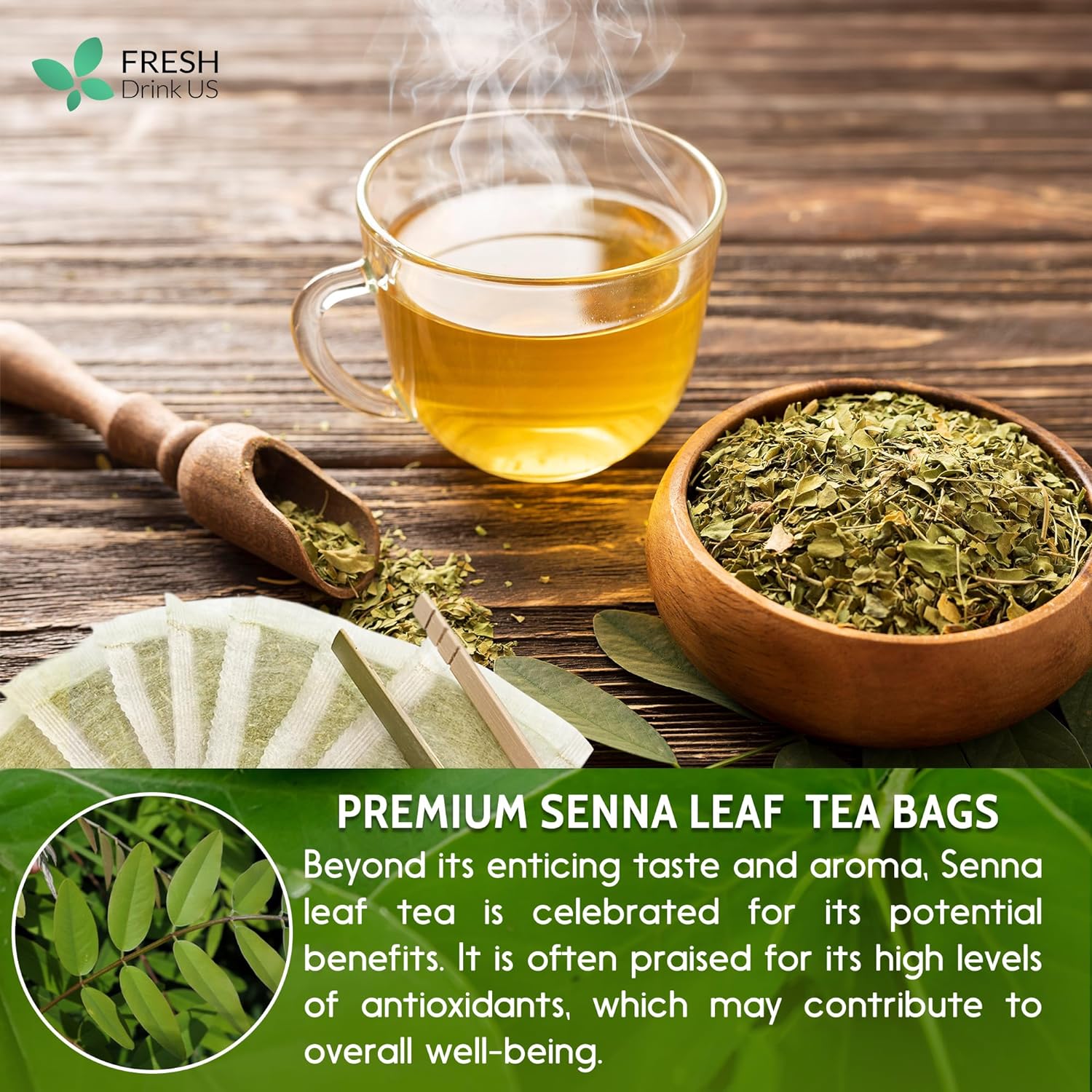 Premium Senna Leaf Tea Bags, 100% Natural & Pure from Senna Leaves. Loose Leaf Senna Herbal Tea, Made with Natural Material Tea Bags, Senna Leaf Tea. No Sugar, No Caffeine, No Gluten, Vegan. | Tea | Wiccan Center