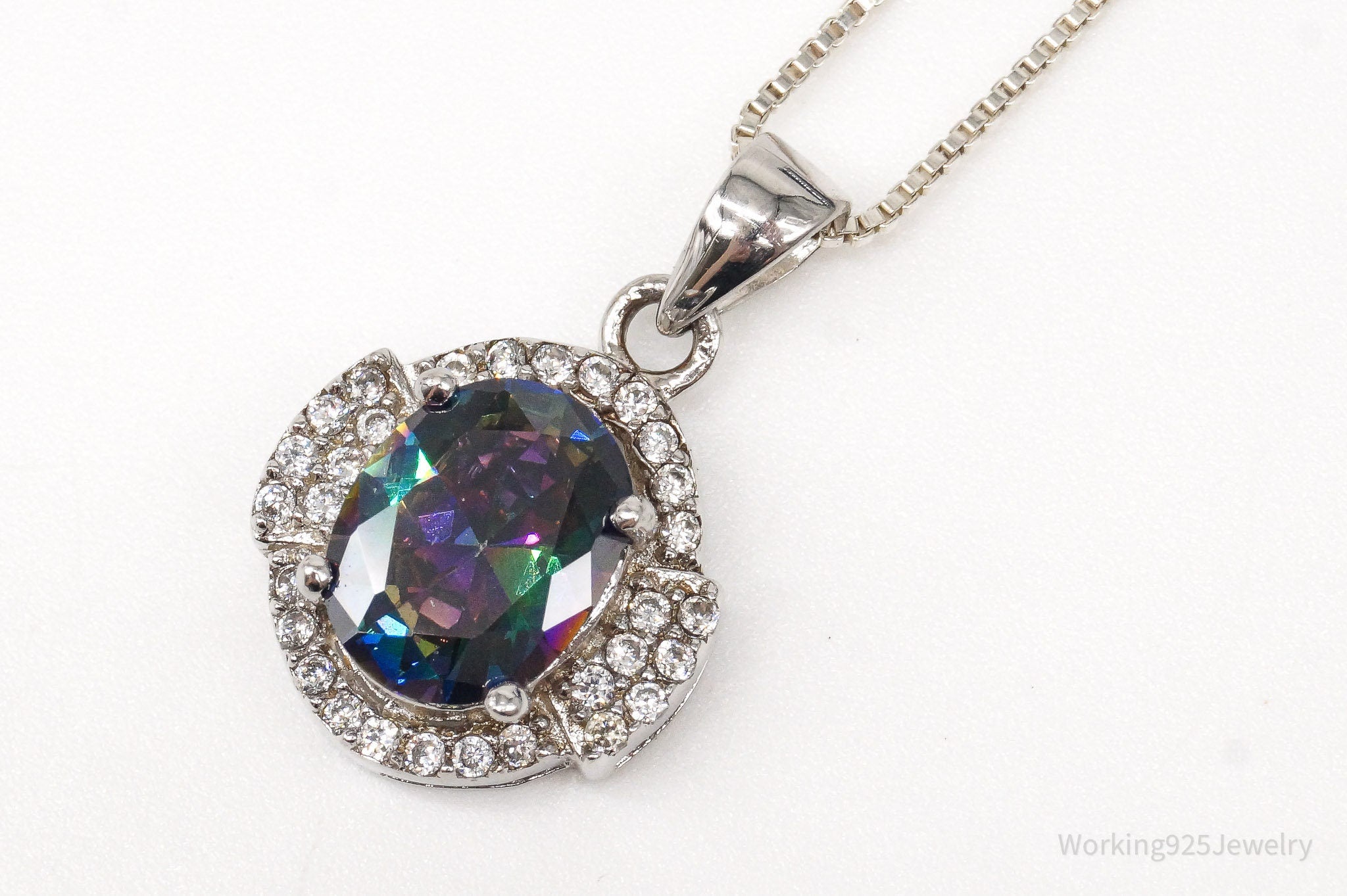 Mystic Topaz Cubic Zirconia Sterling Silver Necklace | Jewelry > Necklaces | Wiccan Center