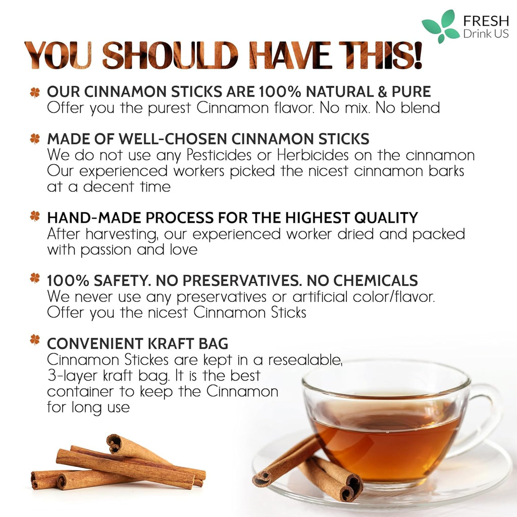 Cinnamon Sticks, Whole Sticks, 100% Natural & Pure Cinnamon Inner Bark, Raw Cinnamon Spice Flavor & Strong Aroma, Cinnamon Spice Herbal Tea, Perfect for Warm Beverages, No Additives, Vegan | Tea | Wiccan Center