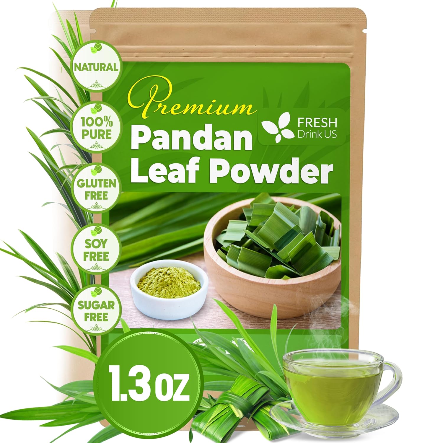 Natural Pandan Leaves Dried, Pandan Leaf Powder, 100% Pure Dried Pandan Leaves, Pandan Leaf Tea, No Additives, No Caffeine, Vegan | Tea | Wiccan Center