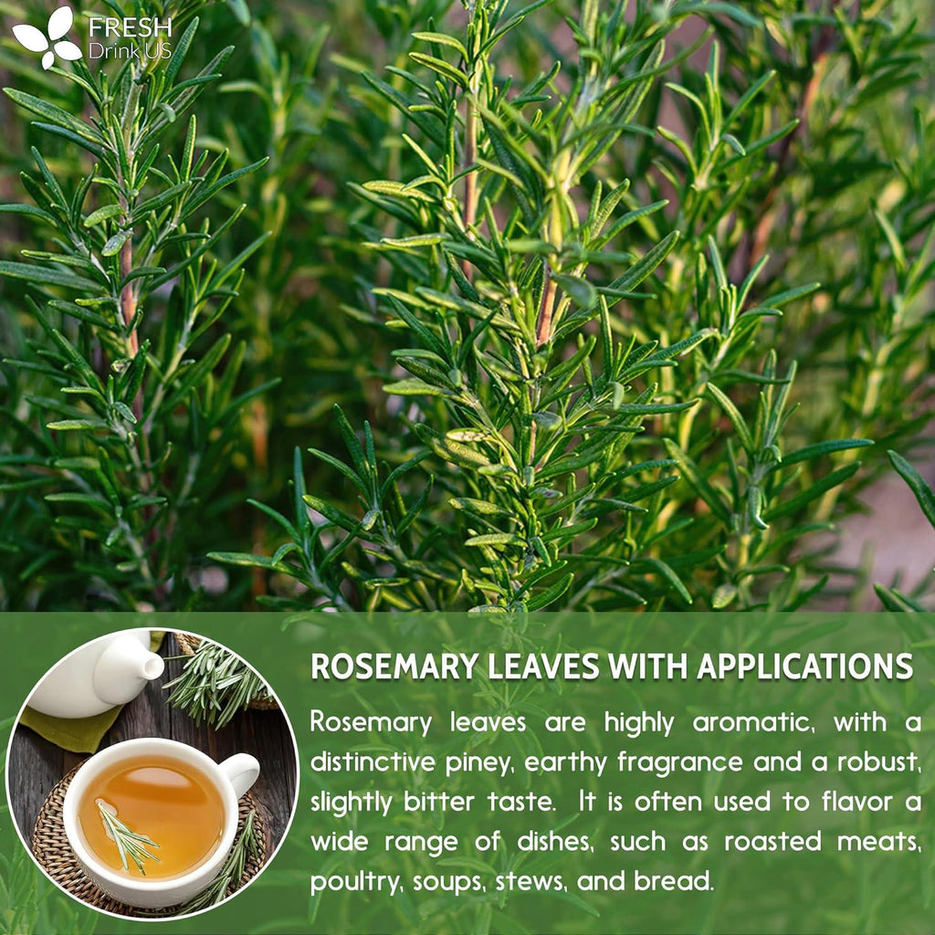 Premium Rosemary Leaves, Tea Bags, Powder, 100% Natural & Pure from Dried Rosemary Leaves, No Additives, No Caffeine, Vegan. Dried Rosemary Herb, Perfect for Seasoning, Spice Blends for Grilling & Cooking | Tea | Wiccan Center