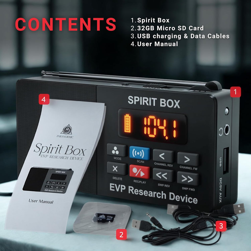 PARANORMIC Spirit Box —  Handheld EVP Ghost Hunting Kit (with 32GB SD Card)