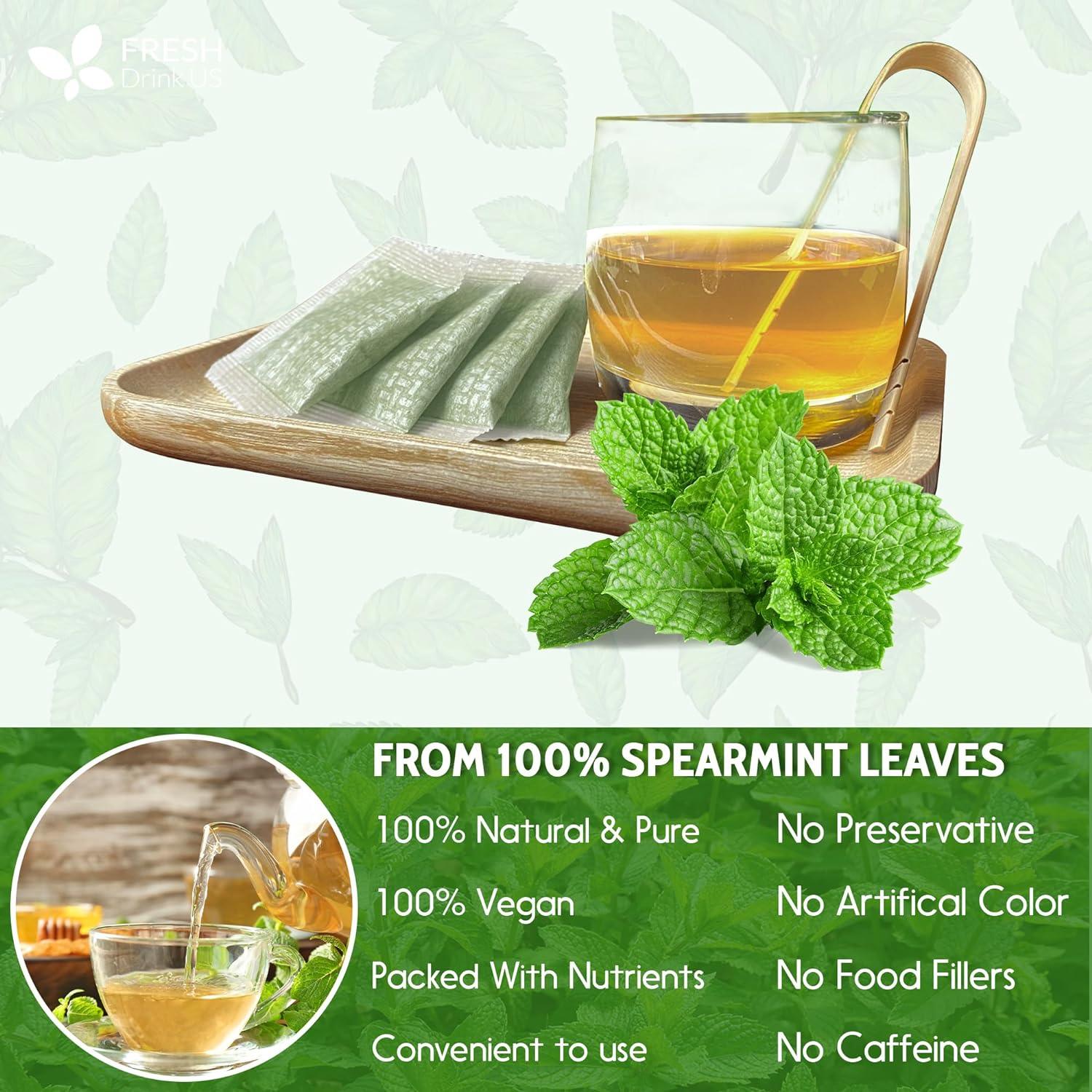 Spearmint Tea Bags, 100% Natural & Pure Spearmint Leaves. Loose Leaf Spearmint Herbal Tea. Spearmint Leaf Tea. No Sugar, No Caffeine, No Gluten, Vegan. | Tea | Wiccan Center