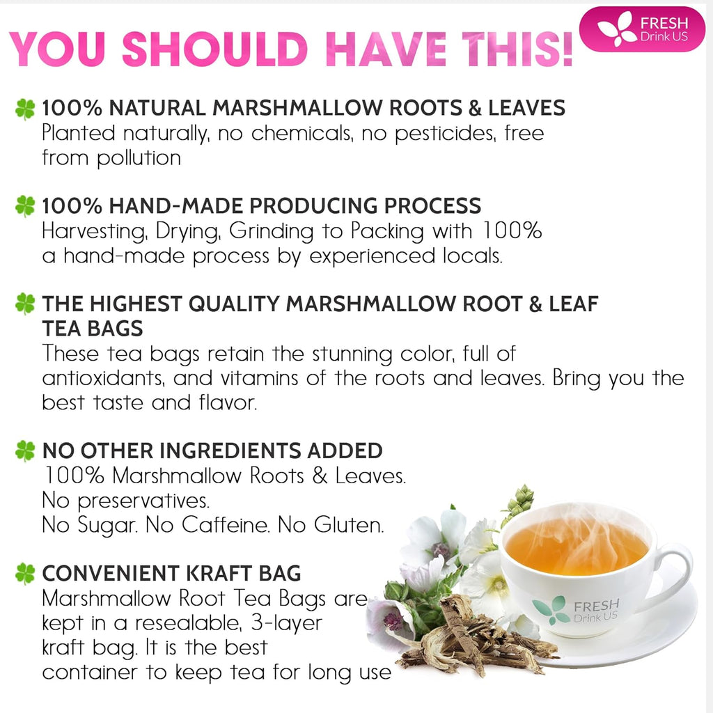 Premium Marshmallow Root and Leaf Tea Bags, 100% Natural & Pure. | Tea | Wiccan Center