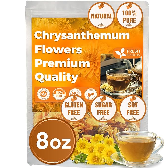 Premium Chrysanthemum Flowers, Chrysanthemum Herbal Tea, No Additives, No Caffeine, Vegan | Tea | Wiccan Center