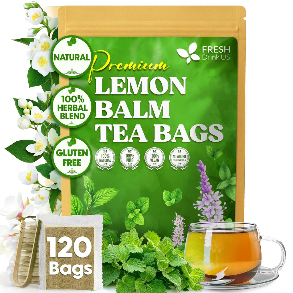Premium Lemon Balm Leaf Tea Bags, 100% Natural & Pure from Lemon Balm Leaves. Loose Leaf Lemon Balm Herbal Tea. Lemon Balm Leaf Tea. No Sugar, No Caffeine, No Gluten, Vegan. | Tea | Wiccan Center
