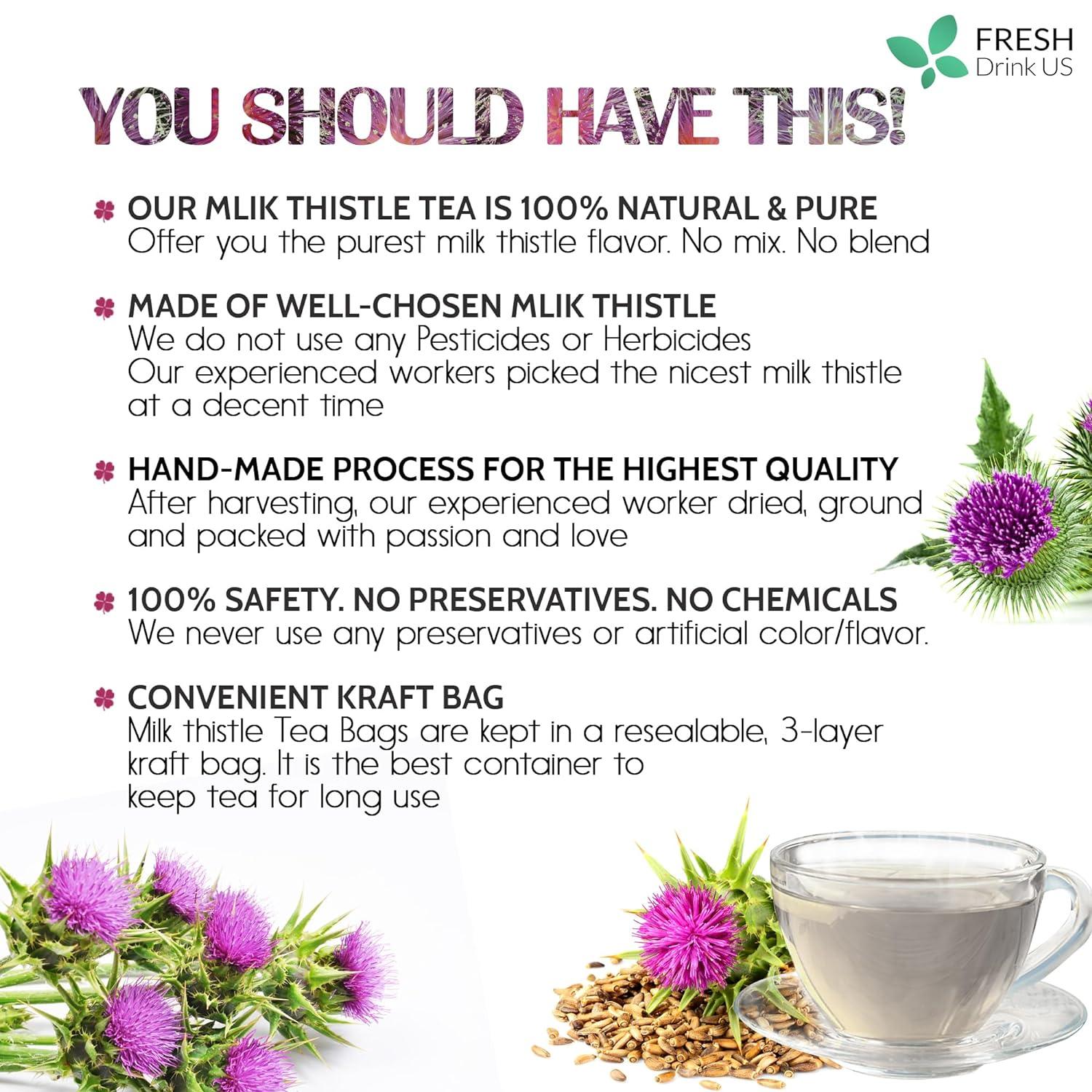 Premium Milk Thistle Tea Bags, 100% Natural & Pure from Milk Thistle Seeds. Milk Thistle Seed Herbal Tea. Milk Thistle Seed Tea. Made with Natural Material Tea Bags. No Sugar, No Caffeine, No Gluten, Vegan. | Tea | Wiccan Center
