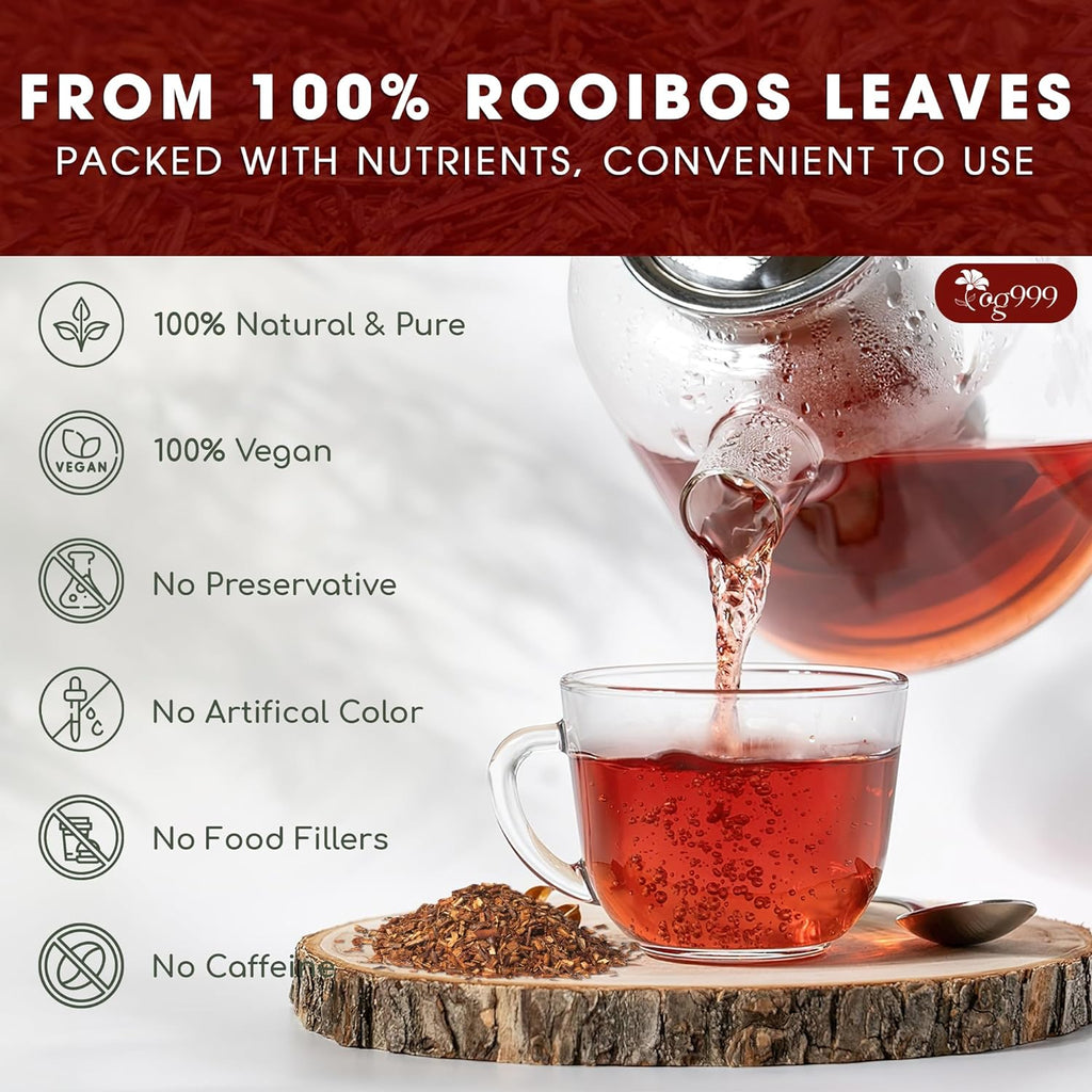 Premium Red Rooibos Tea Bags, 100% Natural & Pure from Rooibos Tea Leaves. Loose Leaf Rooibos Herbal Tea. Made with Natural Material Tea Bags. No Sugar, No Caffeine, No Gluten, Vegan. | Tea | Wiccan Center