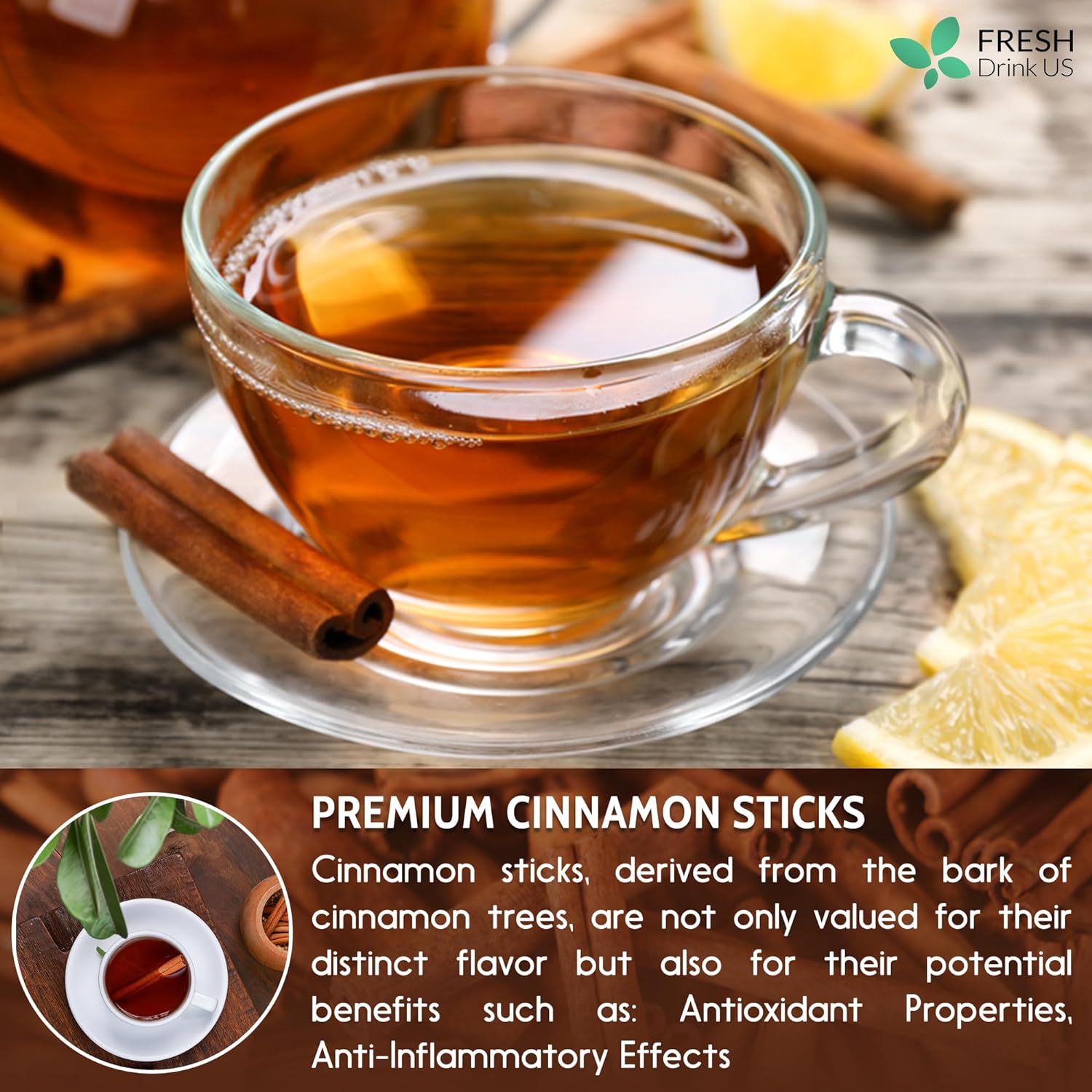 Cinnamon Sticks, Whole Sticks, 100% Natural & Pure Cinnamon Inner Bark, Raw Cinnamon Spice Flavor & Strong Aroma, Cinnamon Spice Herbal Tea, Perfect for Warm Beverages, No Additives, Vegan | Tea | Wiccan Center