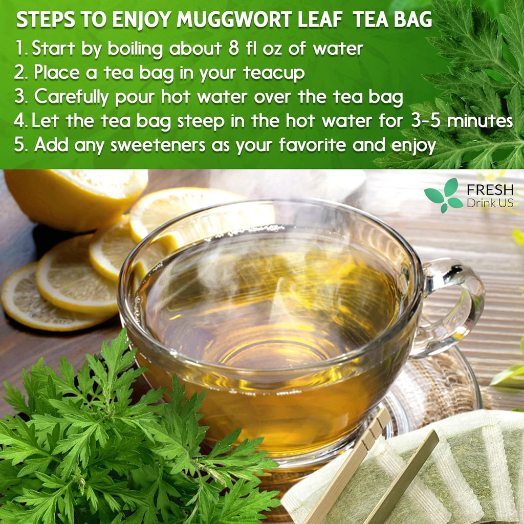 Mugwort Leaf Tea Bags, 100% Natural and Pure Mugwort Leaves, Loose Leaf Mugwort Herbal Tea, Mugwort Leaf Tea, No Sugar, No Caffeine, No Gluten, Vegan. | Tea | Wiccan Center