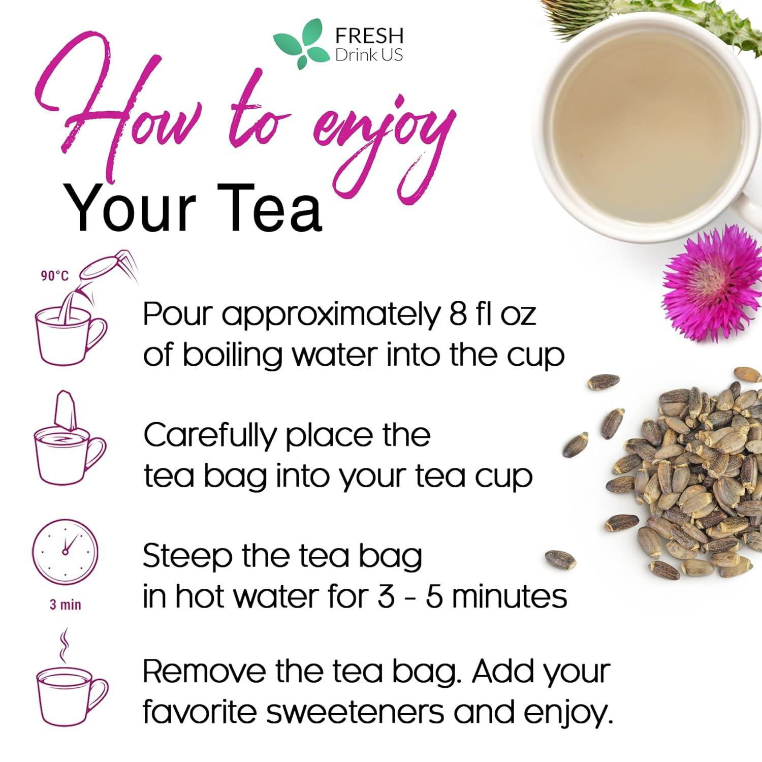 Premium Milk Thistle Tea Bags, 100% Natural & Pure from Milk Thistle Seeds. Milk Thistle Seed Herbal Tea. Milk Thistle Seed Tea. Made with Natural Material Tea Bags. No Sugar, No Caffeine, No Gluten, Vegan. | Tea | Wiccan Center