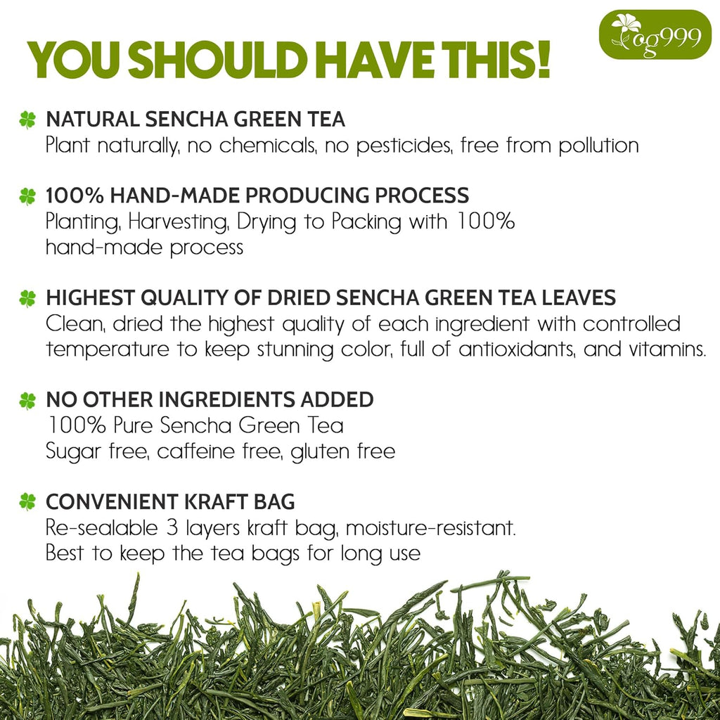 Premium Sencha Green Tea Bags, 100% Natural & Pure from Sencha Green Tea Leaves | Tea | Wiccan Center