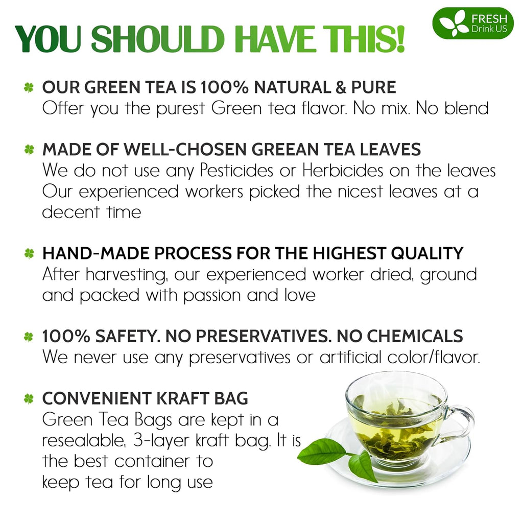 Premium Green Tea Bags, 100% Natural & Pure from Green Tea. Green Herbal Tea. No Sugar, No Gluten, Vegan | Tea | Wiccan Center
