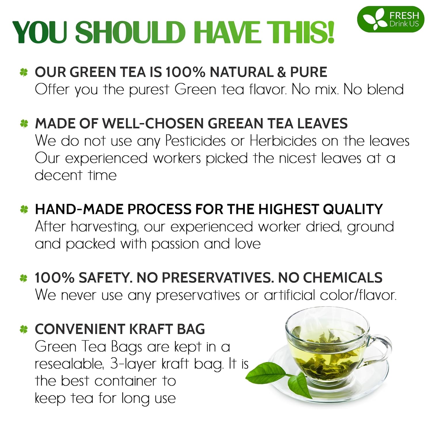 Premium Green Tea Bags, 100% Natural & Pure from Green Tea. Green Herbal Tea. No Sugar, No Gluten, Vegan | Tea | Wiccan Center