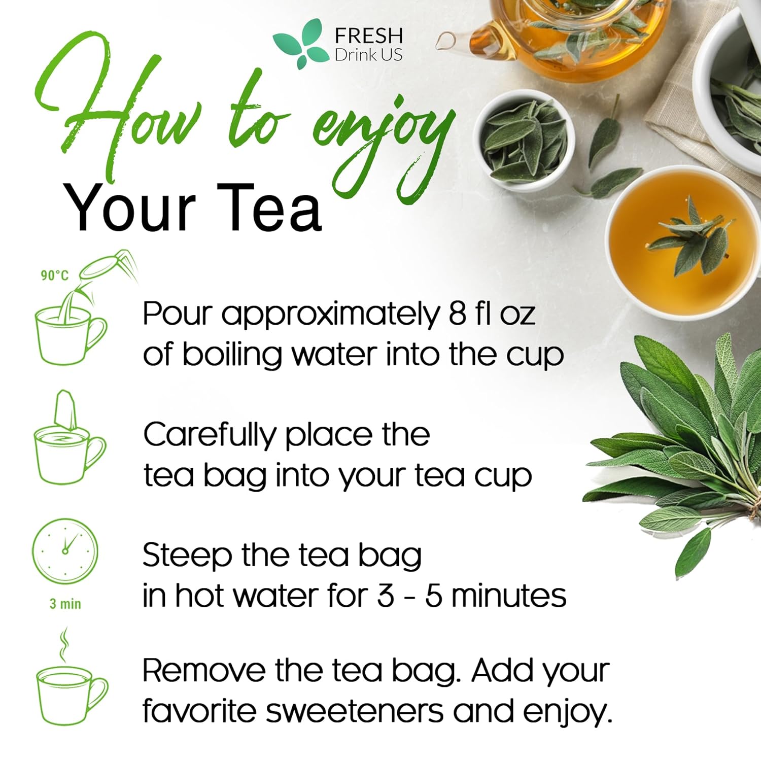 Sage Leaf Tea Bags, 100% Natural & Pure from Sage Leaves. Loose Leaf Sage Herbal Tea. Sage Leaf Tea. Made with Natural Material Tea Bags. No Sugar, No Caffeine, No Gluten, Vegan. | Tea | Wiccan Center