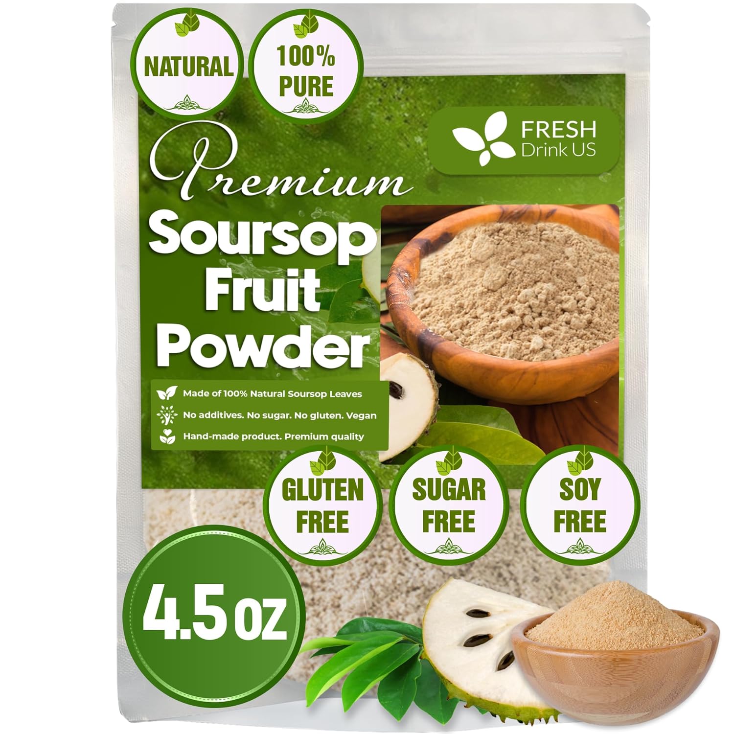 Premium Soursop Graviola Fruit Tea Bags, Tea Powder, 100% Natural and Pure from Soursop Fruits, Handmade, Made With Natural Materials-Corn Fiber Tea Bag, Sugar/Caffeine/Gluten Free, Hoja Guanabana Tea | Tea | Wiccan Center