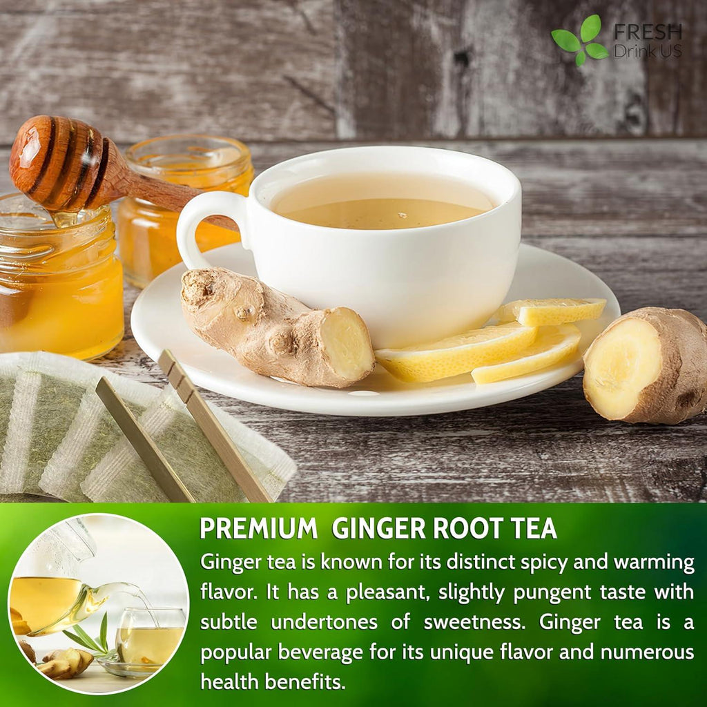 Premium Ginger Tea Bags, 100% Natural & Pure from Ginger Roots, Ginger Tea, Ginger Herbal Tea. Ginger Tea. No Sugar, No Caffeine, No Gluten, Vegan. | Tea | Wiccan Center