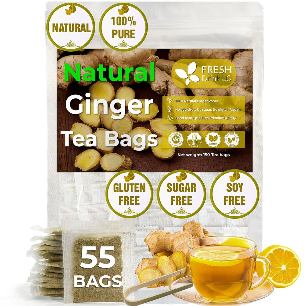 Premium Ginger Tea Bags, 100% Natural & Pure from Ginger Roots, Ginger Tea, Ginger Herbal Tea. Ginger Tea. No Sugar, No Caffeine, No Gluten, Vegan. | Tea | Wiccan Center