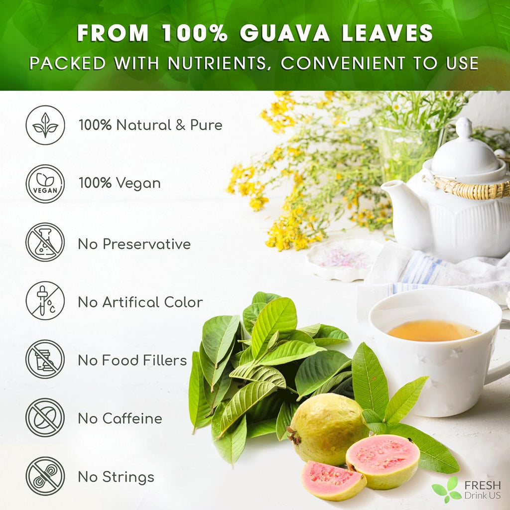 Natural Guava Leaves, Whole Dried Leaves, Cut-and-Sifted Guava leaves, 100% Pure from Guava Leaves, Natural Guava Loose Leaf Herbal Tea, No Additives, No Caffeine, Vegan | Tea | Wiccan Center