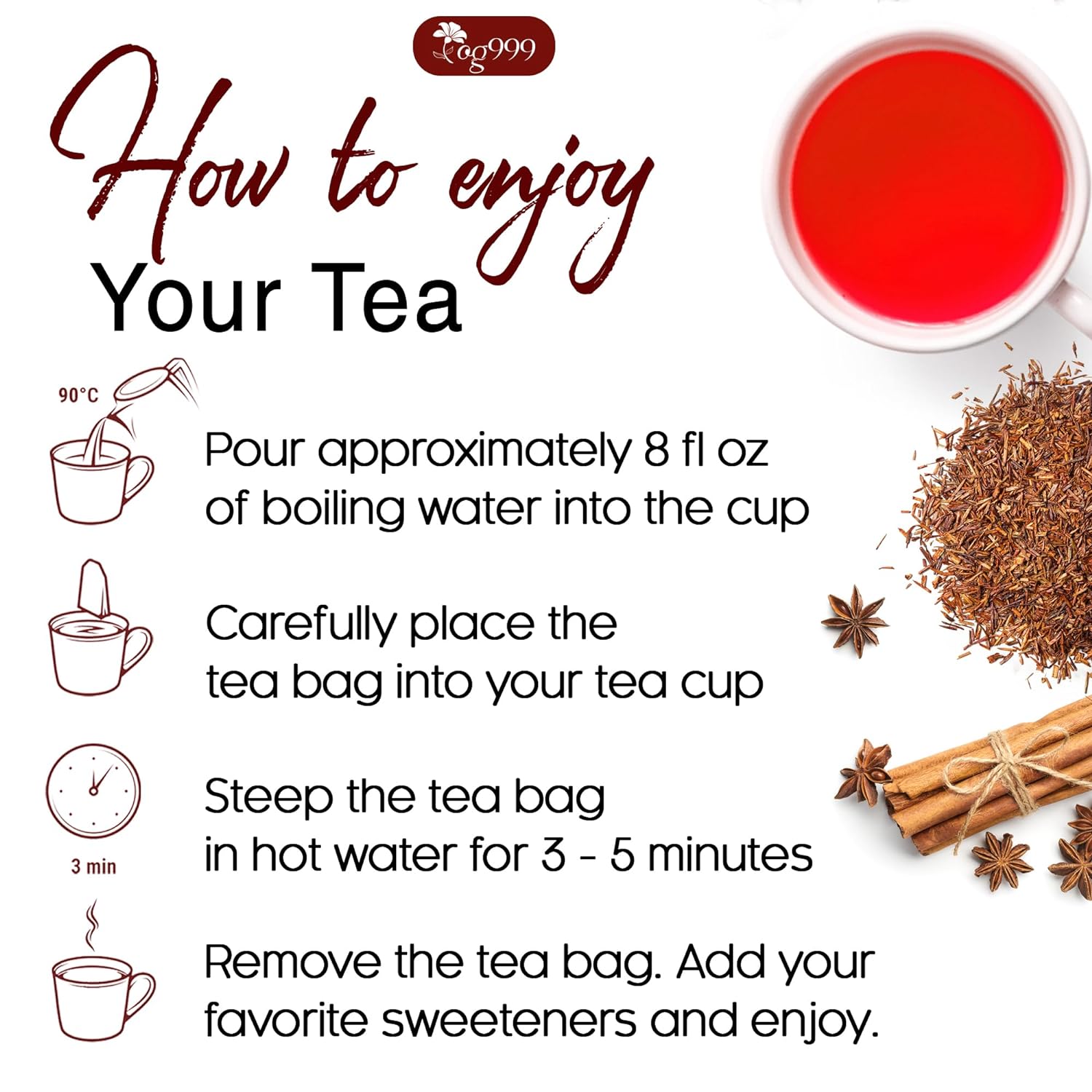 Premium Red Rooibos Tea Bags, 100% Natural & Pure from Rooibos Tea Leaves. Loose Leaf Rooibos Herbal Tea. Made with Natural Material Tea Bags. No Sugar, No Caffeine, No Gluten, Vegan. | Tea | Wiccan Center