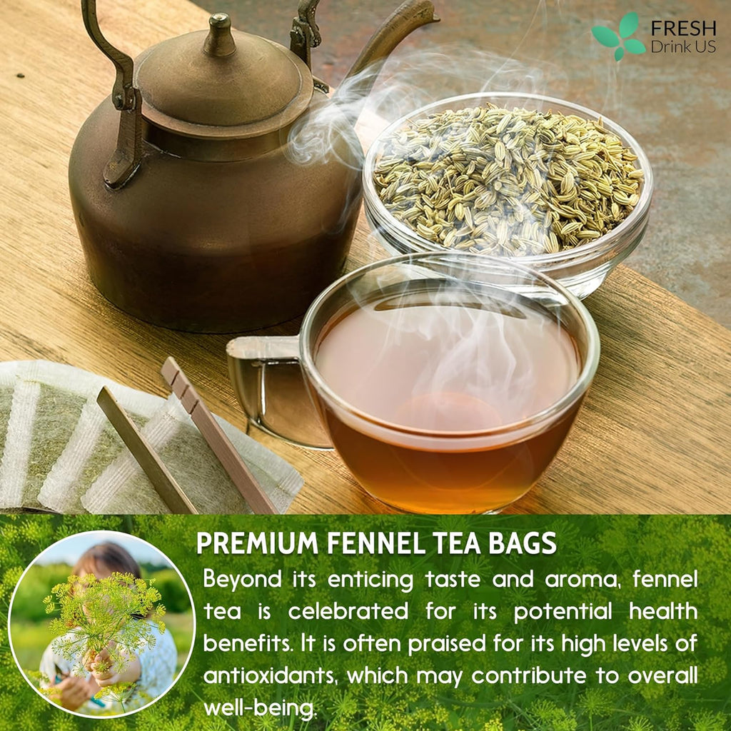 Premium Fennel Tea Bags, 100% Natural & Pure from Fennel Seeds. Fennel Seed Herbal Tea. Fennel Seed Tea. Made with Natural Material Tea Bags. No Sugar, No Caffeine, No Gluten, Vegan. | Tea | Wiccan Center