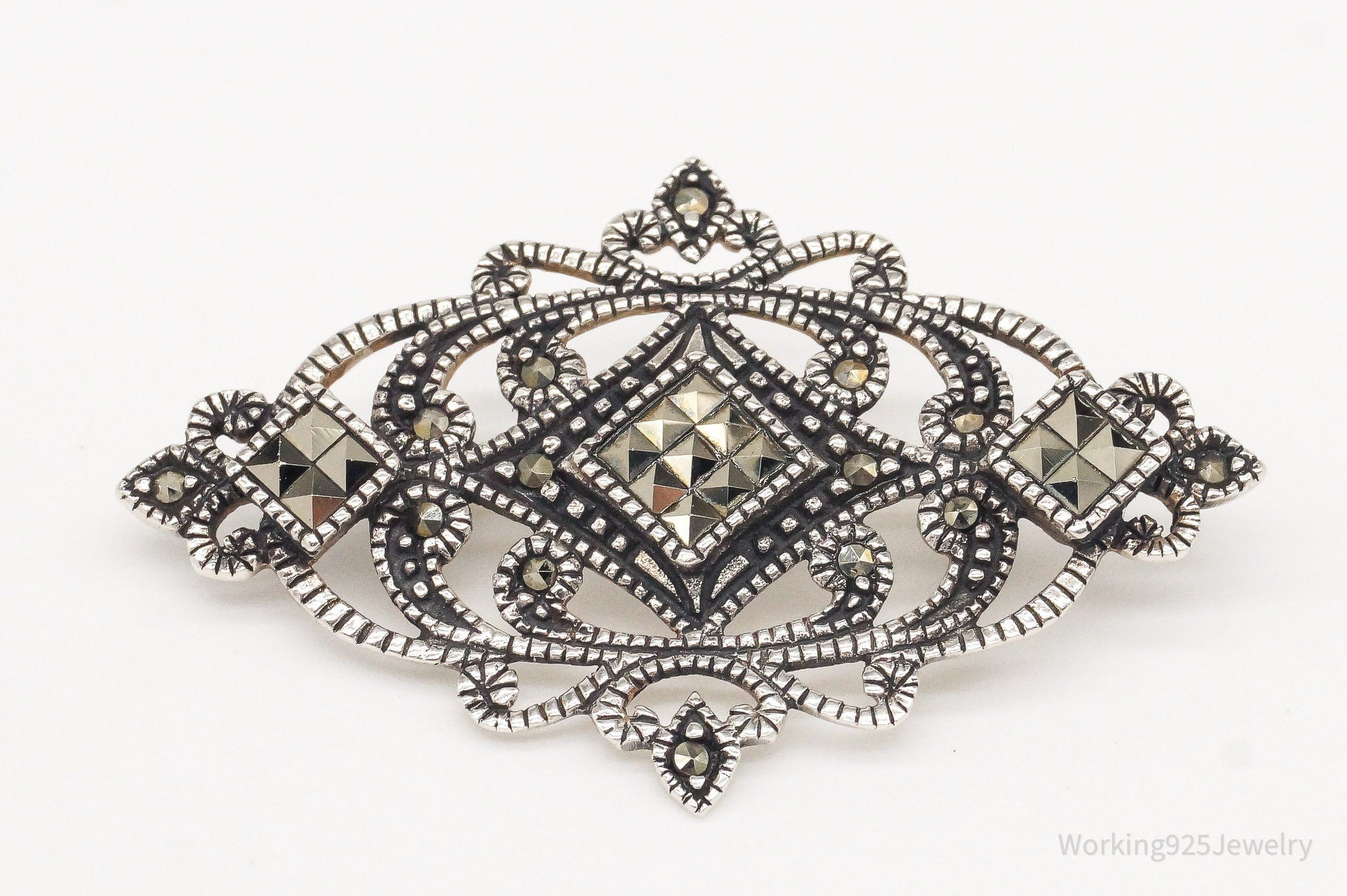 Vintage Marcasite Art Deco Sterling Silver Brooch Pin | Jewelry > Brooches, Pins & Clips | Wiccan Center