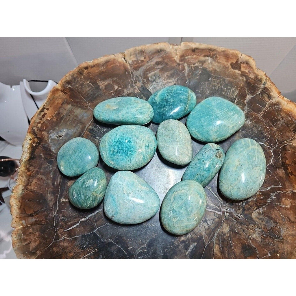 Green Amazonite Quartz Crystal Palm Stone — Large, Polished | CrystalCloud Company | Palm Stones & Tumbled Crystals | Wiccan Center