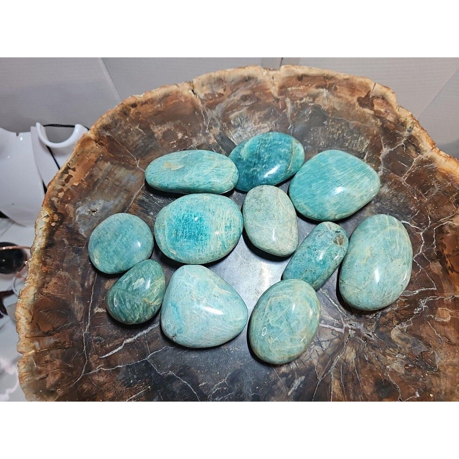 Green Amazonite Quartz Crystal Palm Stone — Large, Polished | CrystalCloud Company | Palm Stones & Tumbled Crystals | Wiccan Center
