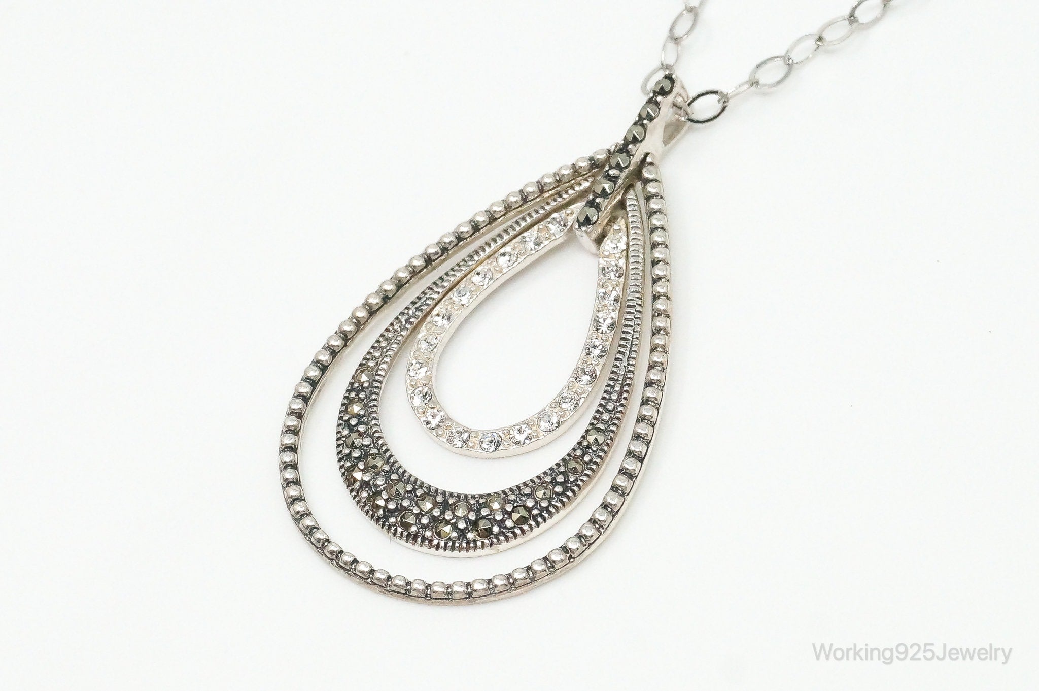 Designer Judith Jack Cubic Zirconia Marcasite Sterling Silver Necklace | Jewelry > Necklaces > Pendants | Wiccan Center