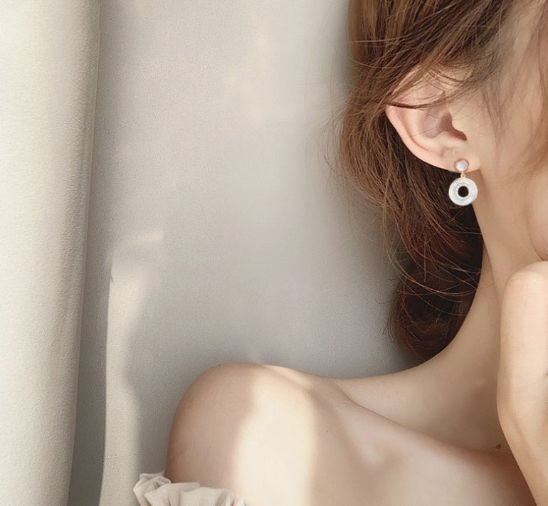 Korean Exquisite Sterling Silver Opal Shell Earrings