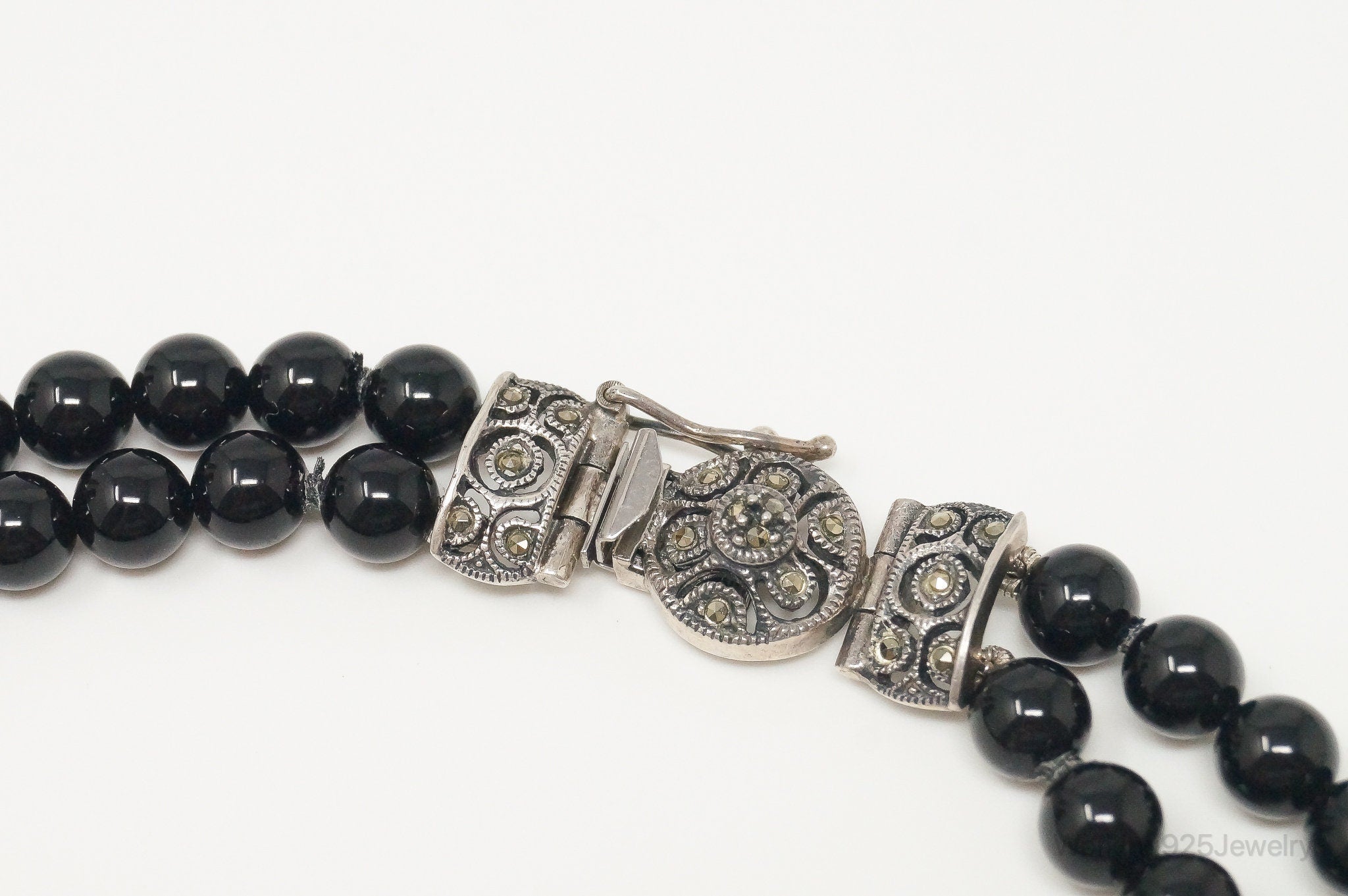 Vintage Designer Judith Jack Black Onyx Marcasite Sterling Silver Necklace | Jewelry > Necklaces > Pendants | Wiccan Center