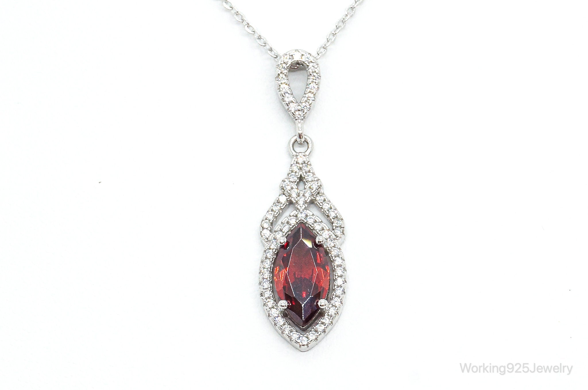 Garnet Cubic Zirconia Sterling Silver Necklace | Jewelry > Necklaces > Pendants | Wiccan Center