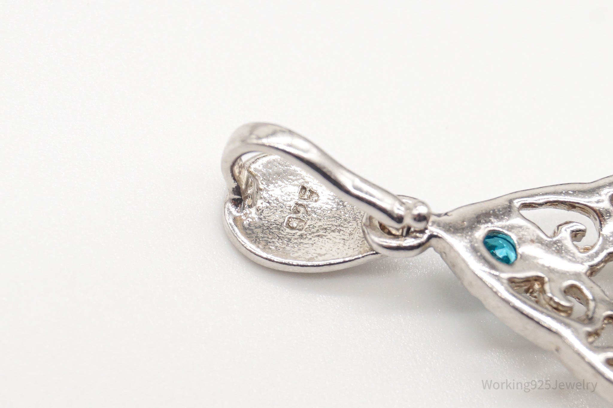 Large Lab Sapphire Multi Color CZ Rhodium Over Sterling Silver Pendant | Jewelry > Necklaces > Pendants | Wiccan Center